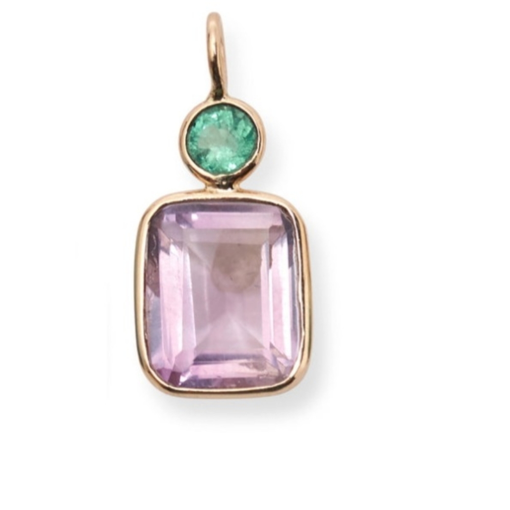 ISO Lizzie Fortunato Pink Amethyst Emerald Necklace Charm